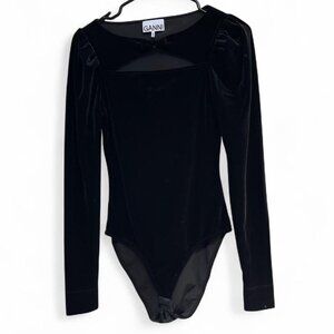 Ganni black velvet jersey bodysuit size 34/ us 2.